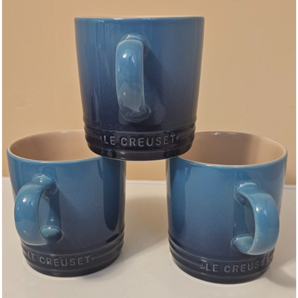 AZURE BLUE Ombre Le Creuset Second Choix Capp Coffee Tea Mug Cup 350ml x3 NEW